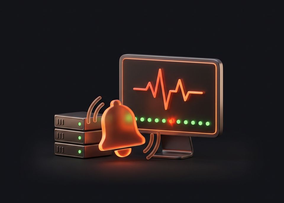 A server stack, a health monitor and a ringing alert bell